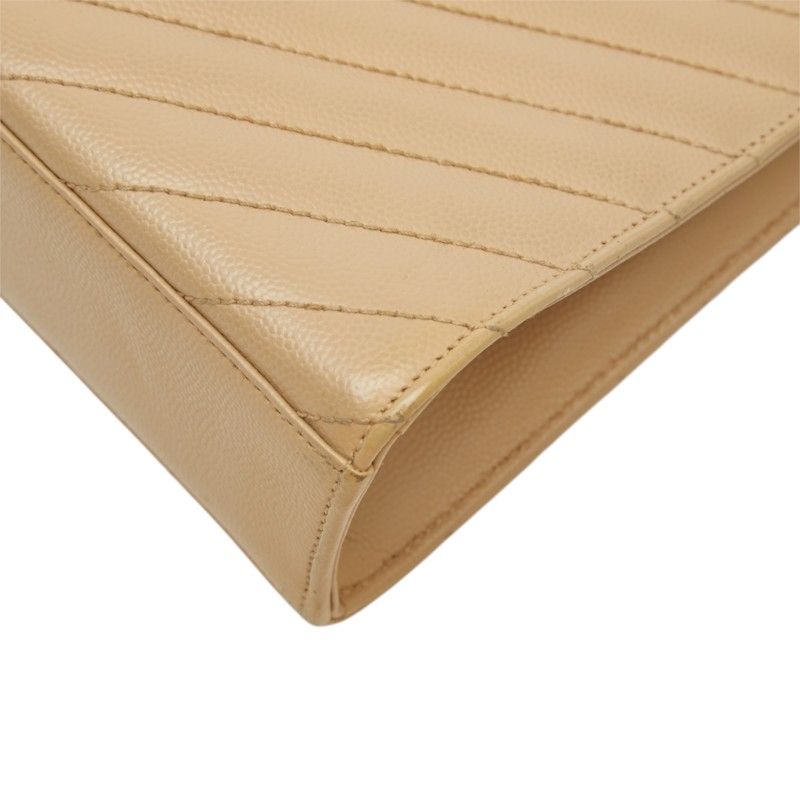 Saint Laurent Cassandra Envelope YSL Logo Chain Shoulder Bag Beige Gold Leather — view 4