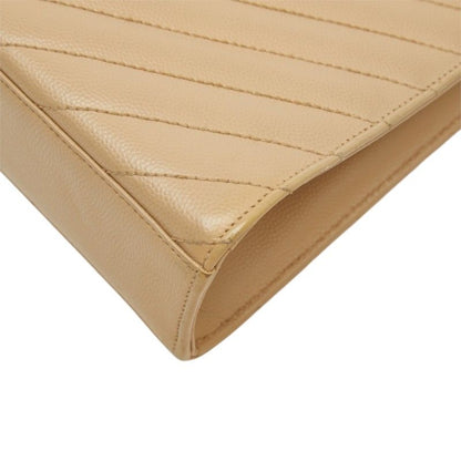 Saint Laurent Cassandra Envelope YSL Logo Chain Shoulder Bag Beige Gold Leather — view 4