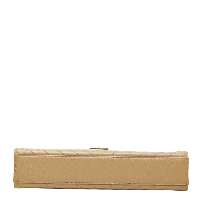 Saint Laurent Cassandra Envelope YSL Logo Chain Shoulder Bag Beige Gold Leather — view 3
