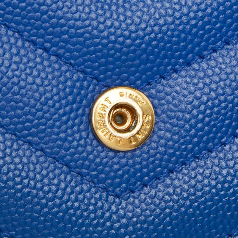 Saint Laurent Cassandra Envelope Chain Shoulder Bag Blue Leather — view 8