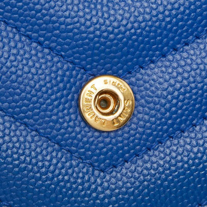 Saint Laurent Cassandra Envelope Chain Shoulder Bag Blue Leather — view 8