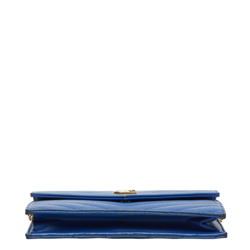 Saint Laurent Cassandra Envelope Chain Shoulder Bag Blue Leather — view 3