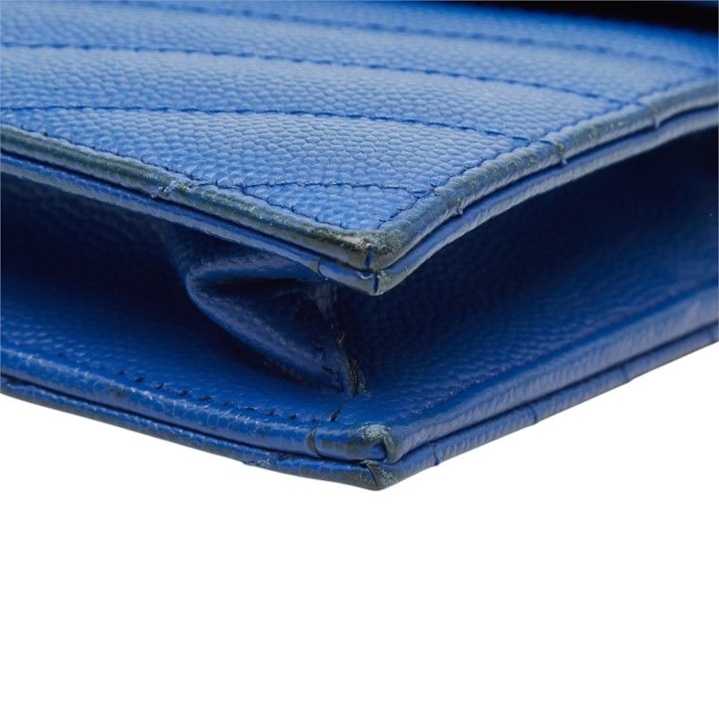 Saint Laurent Cassandra Envelope Chain Shoulder Bag Blue Leather — view 4
