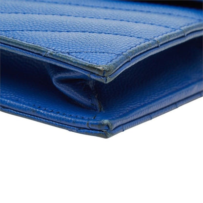 Saint Laurent Cassandra Envelope Chain Shoulder Bag Blue Leather — view 4