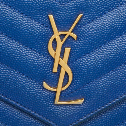 Saint Laurent Cassandra Envelope Chain Shoulder Bag Blue Leather — view 7