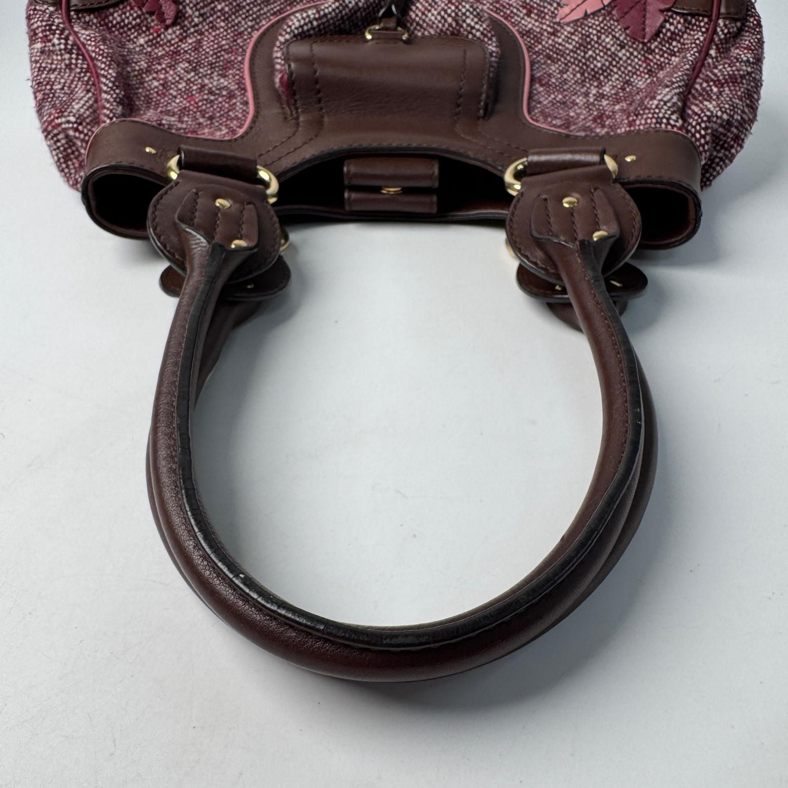 Celine Tweed Leather Handbag Triomphe Vintage — view 6