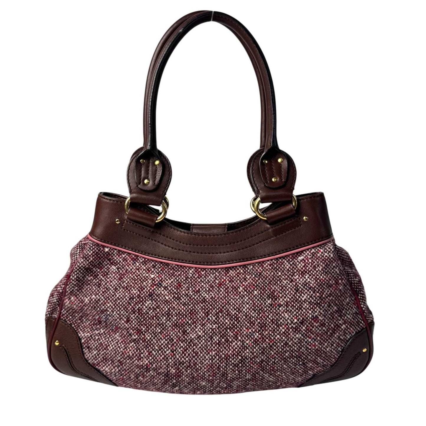 Celine Tweed Leather Handbag Triomphe Vintage — view 2