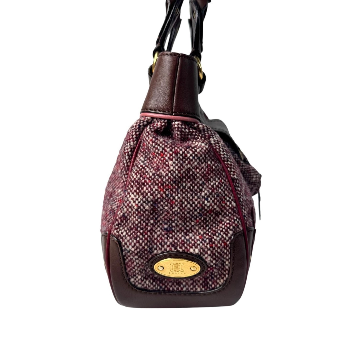 Celine Tweed Leather Handbag Triomphe Vintage — view 4