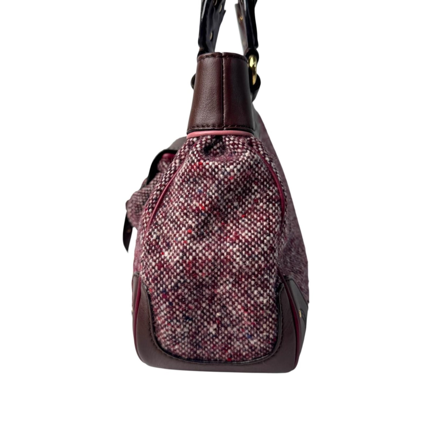 Celine Tweed Leather Handbag Triomphe Vintage — view 3