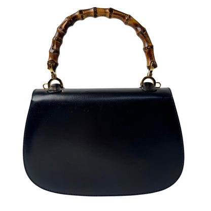 Gucci Vintage Bamboo 2-Way Mini Shoulder Bag Black Calfskin — view 3