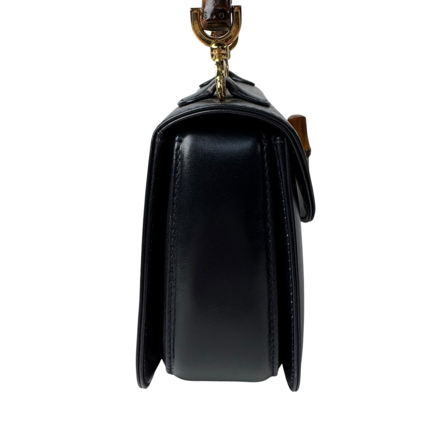 Gucci Vintage Bamboo 2-Way Mini Shoulder Bag Black Calfskin — view 5