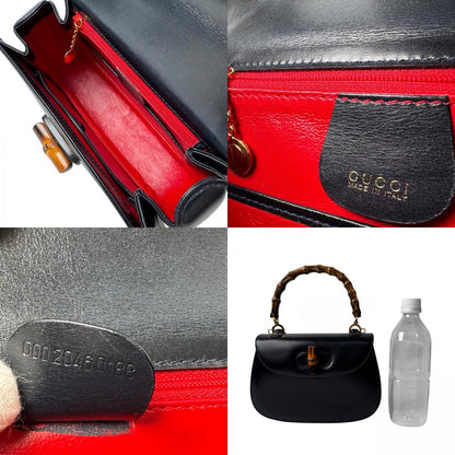 Gucci Vintage Bamboo 2-Way Mini Shoulder Bag Black Calfskin — view 8