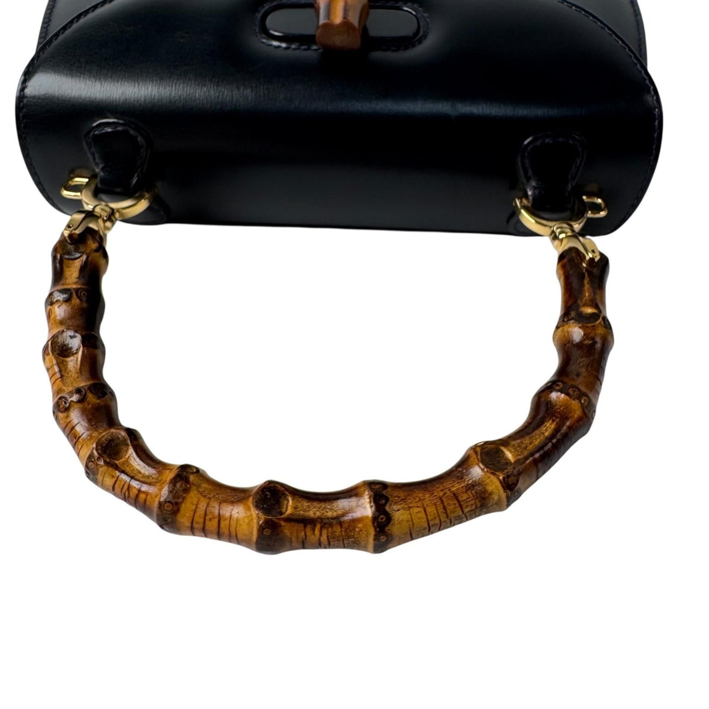 Gucci Vintage Bamboo 2-Way Mini Shoulder Bag Black Calfskin — view 7