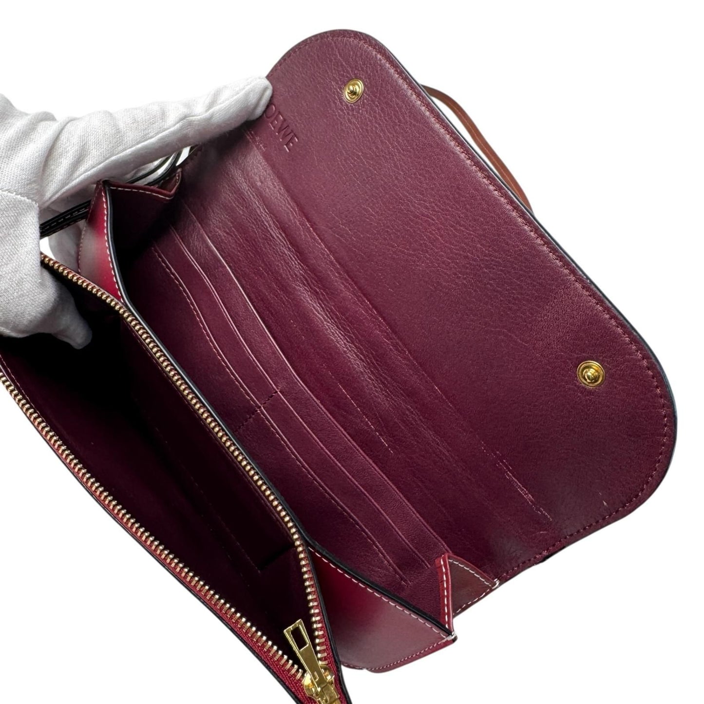 Loewe Gate Pochette Shoulder Bag Wallet Bordeaux Leather — view 7