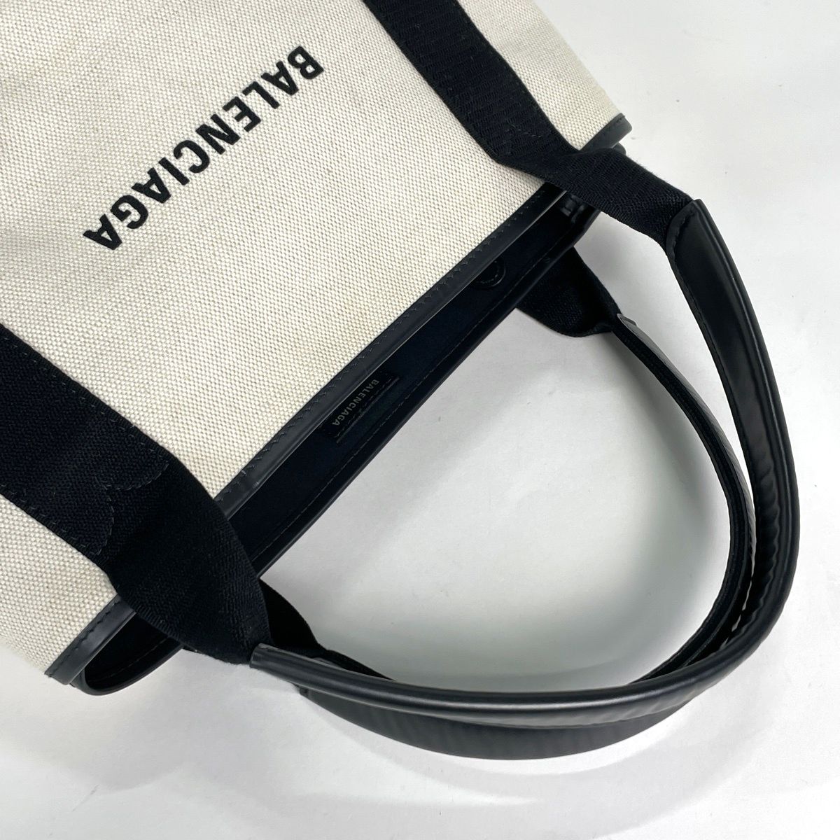 Balenciaga Tote Bag Navy Small Cabas Canvas Ivory Black — view 5