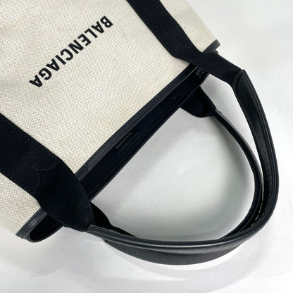 Balenciaga Tote Bag Navy Small Cabas Canvas Ivory Black — view 5
