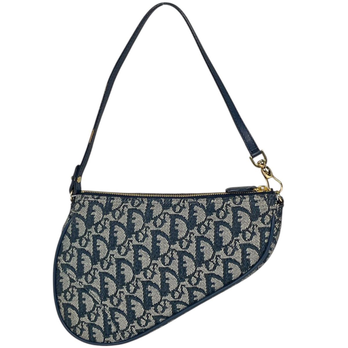 Dior Shoulder Bag Trotter Pattern Canvas Navy