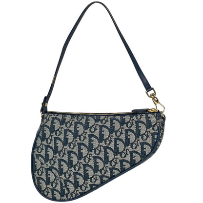 Dior Shoulder Bag Trotter Pattern Canvas Navy