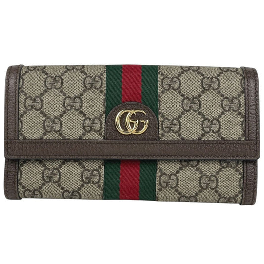 Gucci Wallet GG Pattern Sherry Line Web Beige Green
