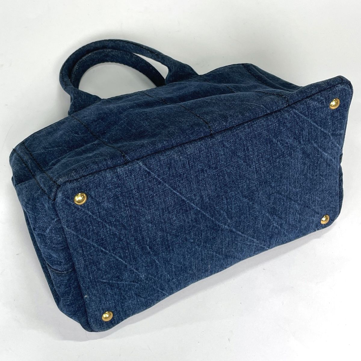 Prada Canapa Tote Bag Denim Blue — view 2