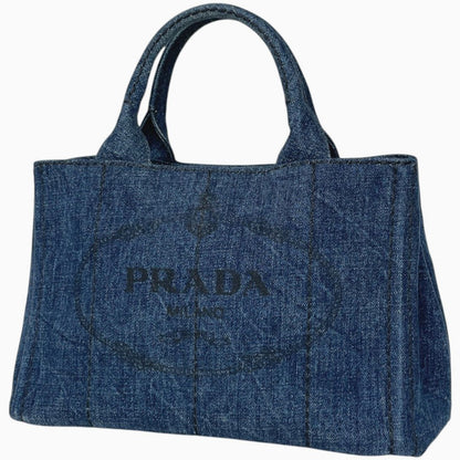 Prada Canapa Tote Bag Canvas Blue