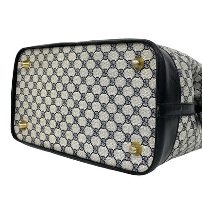 Gucci Vintage Sherry Line GG Pattern Logo Leather Boston Bag Navy — view 8