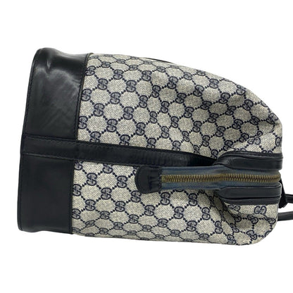 Gucci Vintage Sherry Line GG Pattern Logo Leather Boston Bag Navy — view 6