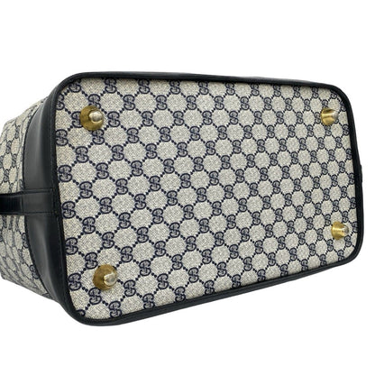 Gucci Vintage Sherry Line GG Pattern Logo Leather Boston Bag Navy — view 7