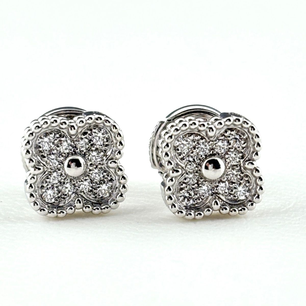 Van Cleef & Arpels Sweet Alhambra Diamond Pave Earrings — view 4