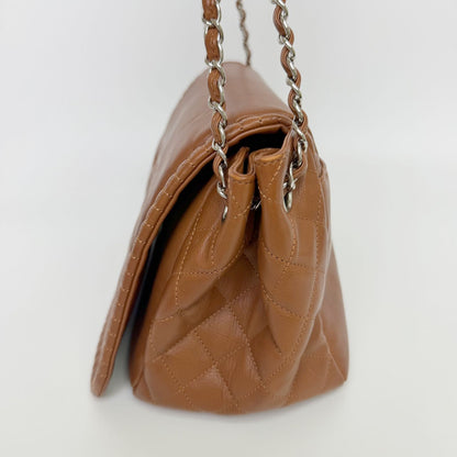 Chanel Big CC Logo Chain Shoulder Crossbody Bag Leather Brown Silver Seal — view 6