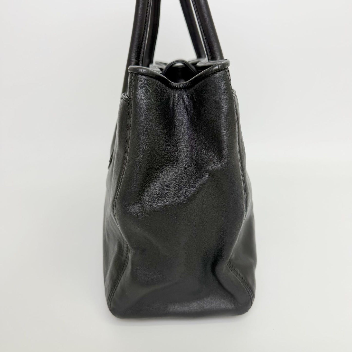 Chanel Executive Line Tote Shoulder Bag Leather Black Silver Seal Vintage — view 4