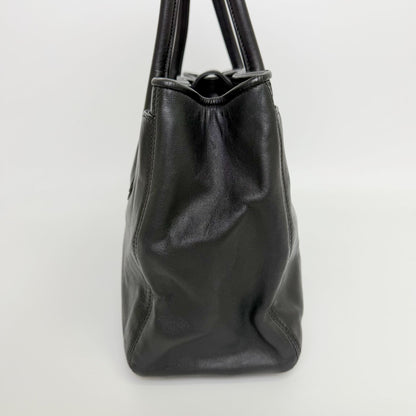 Chanel Executive Line Tote Shoulder Bag Leather Black Silver Seal Vintage — view 4