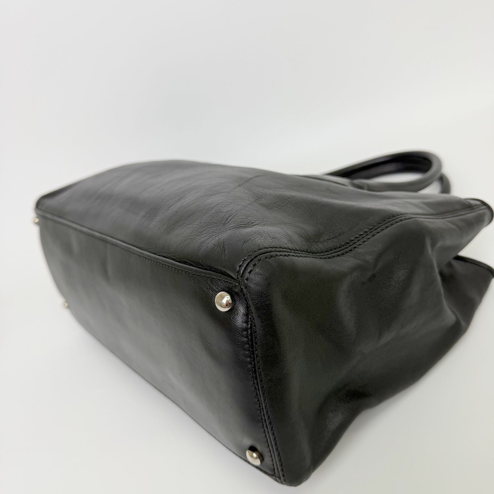 Chanel Executive Line Tote Shoulder Bag Leather Black Silver Seal Vintage — view 8