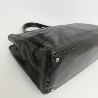 Chanel Executive Line Tote Shoulder Bag Leather Black Silver Seal Vintage — view 7