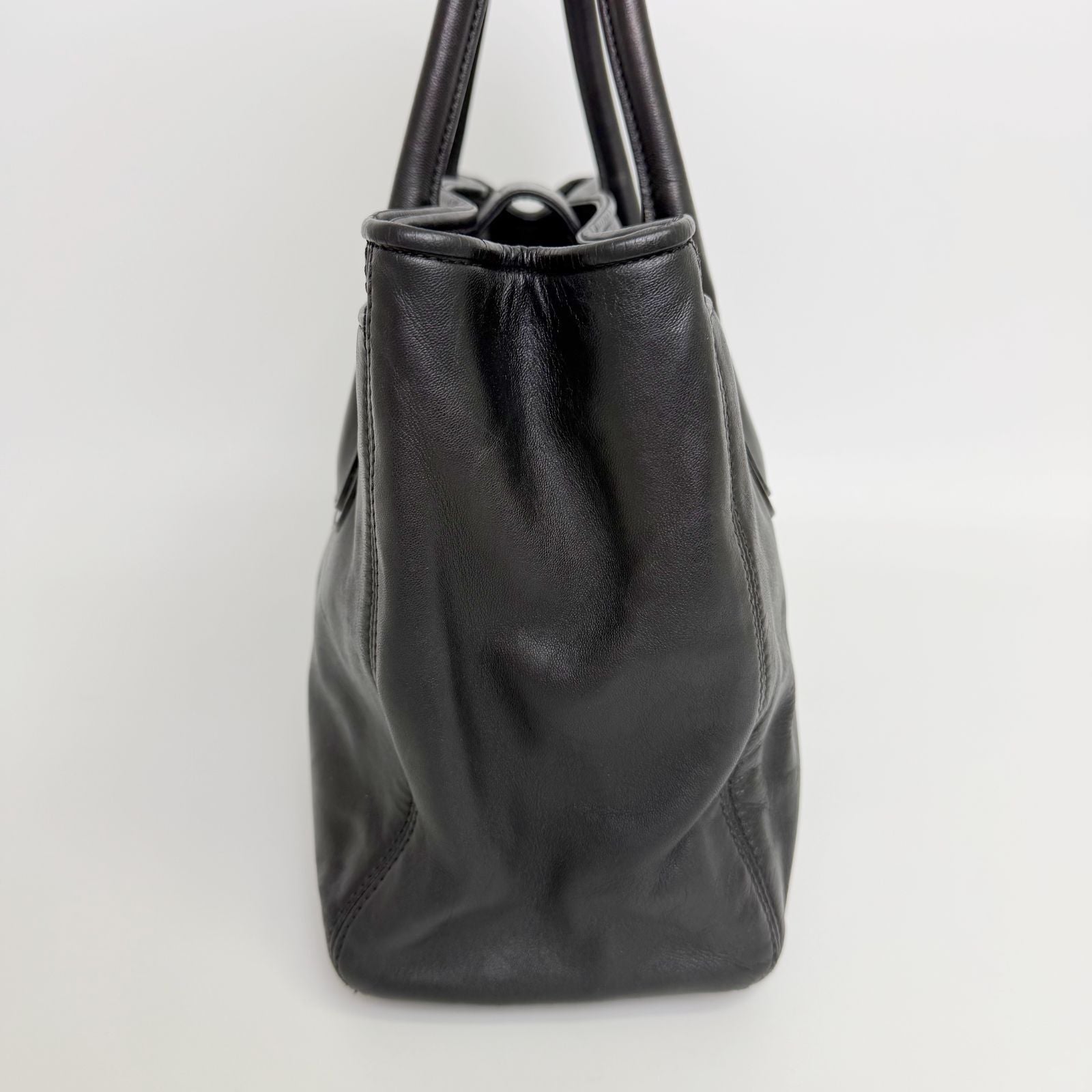 Chanel Executive Line Tote Shoulder Bag Leather Black Silver Seal Vintage — view 5