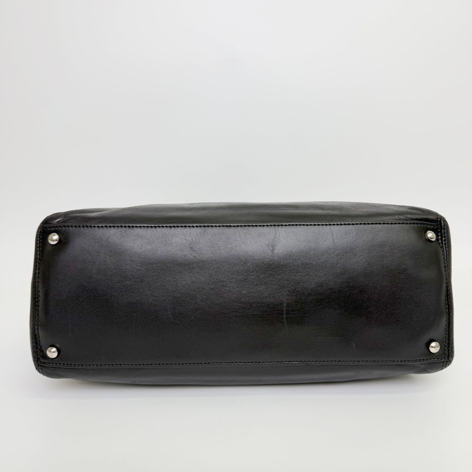 Chanel Executive Line Tote Shoulder Bag Leather Black Silver Seal Vintage — view 6