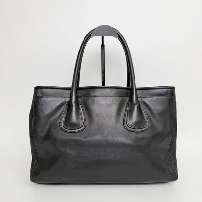 Chanel Executive Line Tote Shoulder Bag Leather Black Silver Seal Vintage — view 2