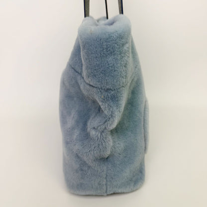 Miu Miu Shearling Big Logo Tote Shoulder Bag Light Blue White Red Vintage — view 6