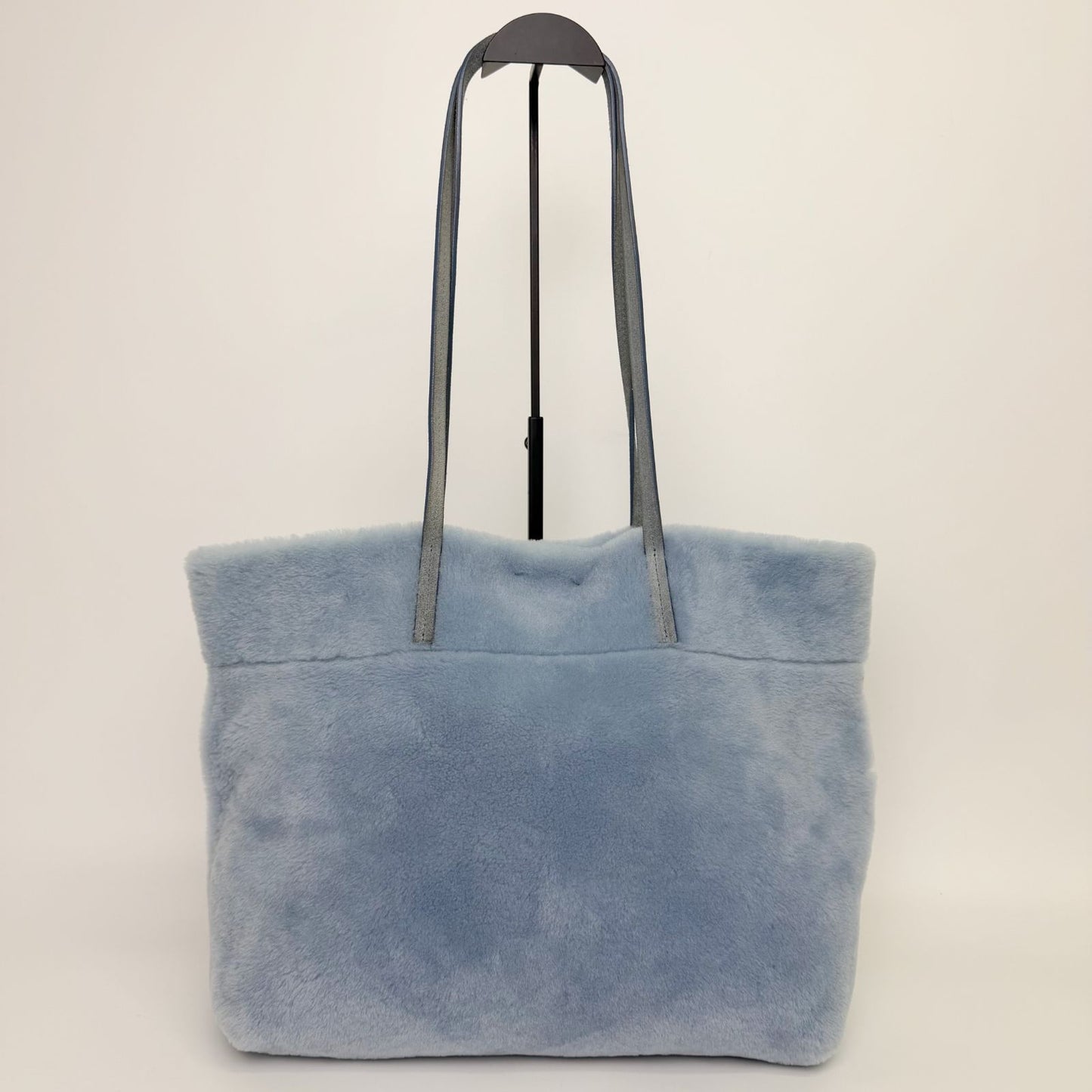 Miu Miu Shearling Big Logo Tote Shoulder Bag Light Blue White Red Vintage — view 4