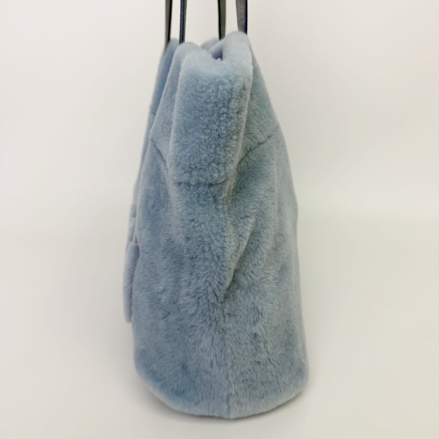 Miu Miu Shearling Big Logo Tote Shoulder Bag Light Blue White Red Vintage — view 5