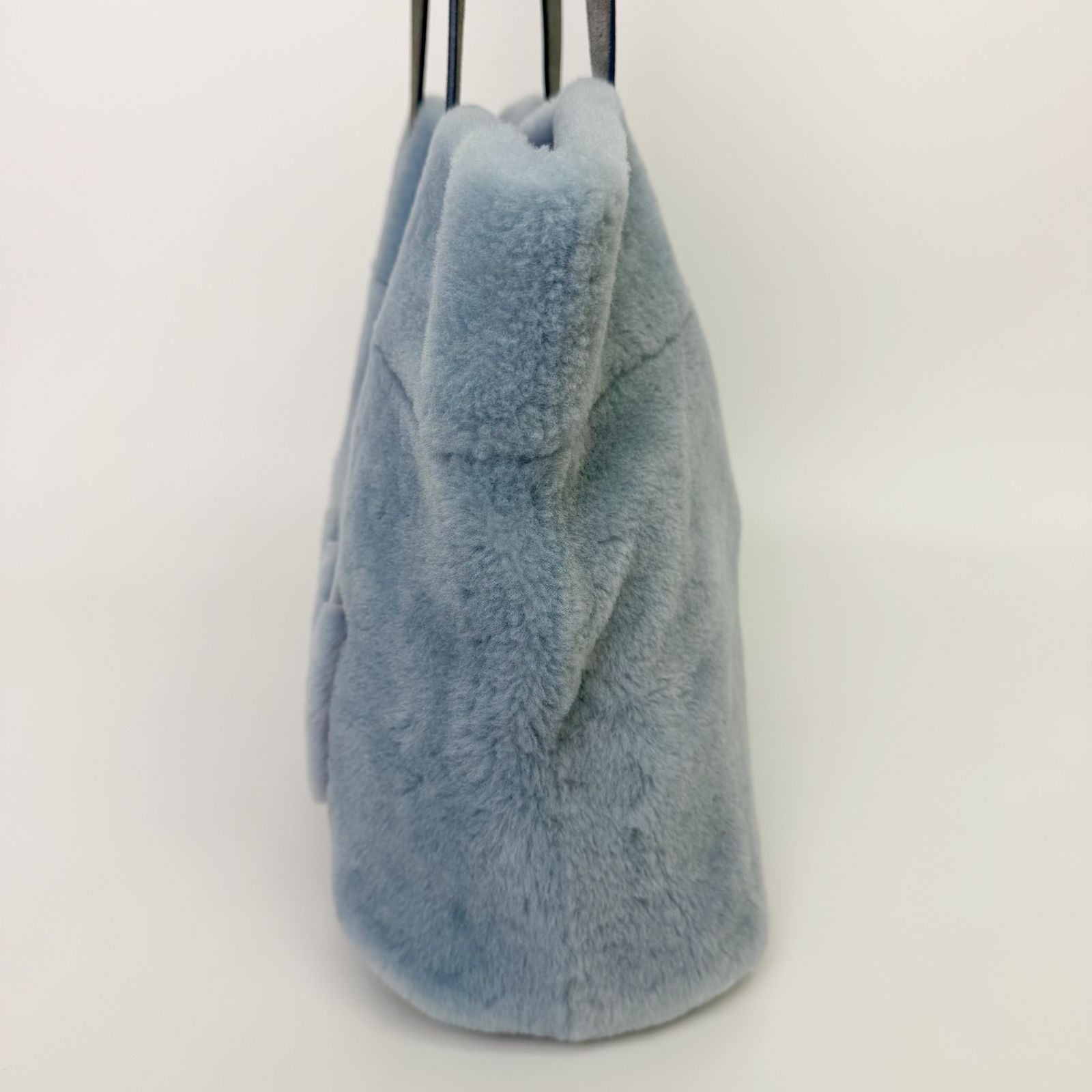 Miu Miu Shearling Big Logo Tote Shoulder Bag Light Blue White Red Vintage — view 5