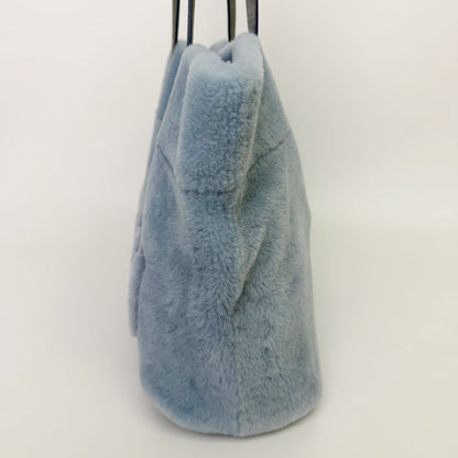 Miu Miu Shearling Big Logo Tote Shoulder Bag Light Blue White Red Vintage — view 5