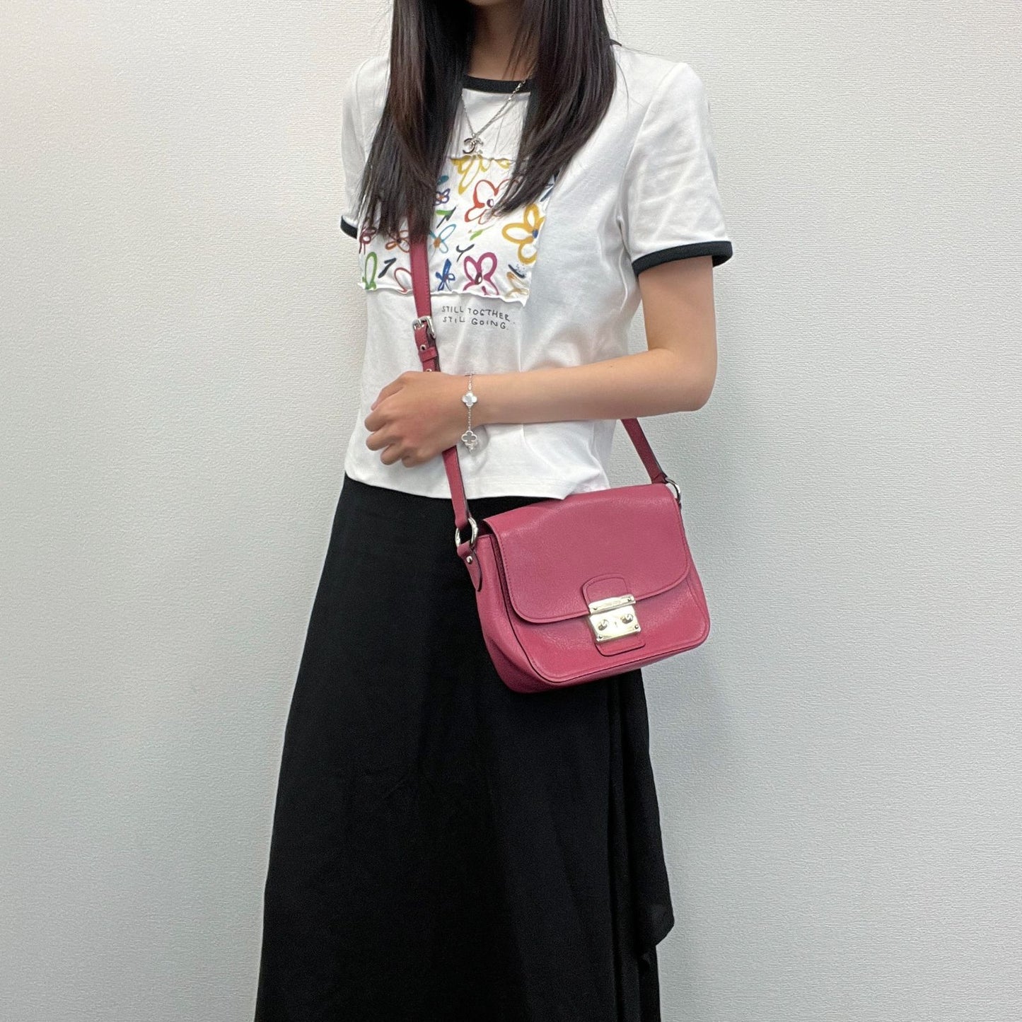 Miu Miu Madras Leather Push Lock Shoulder Bag Pink Vintage — view 2