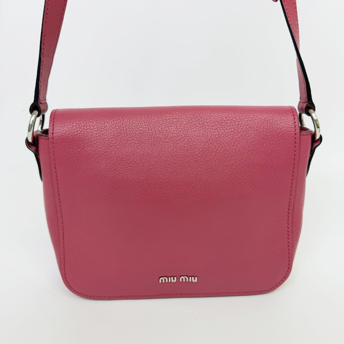 Miu Miu Madras Leather Push Lock Shoulder Bag Pink Vintage — view 4
