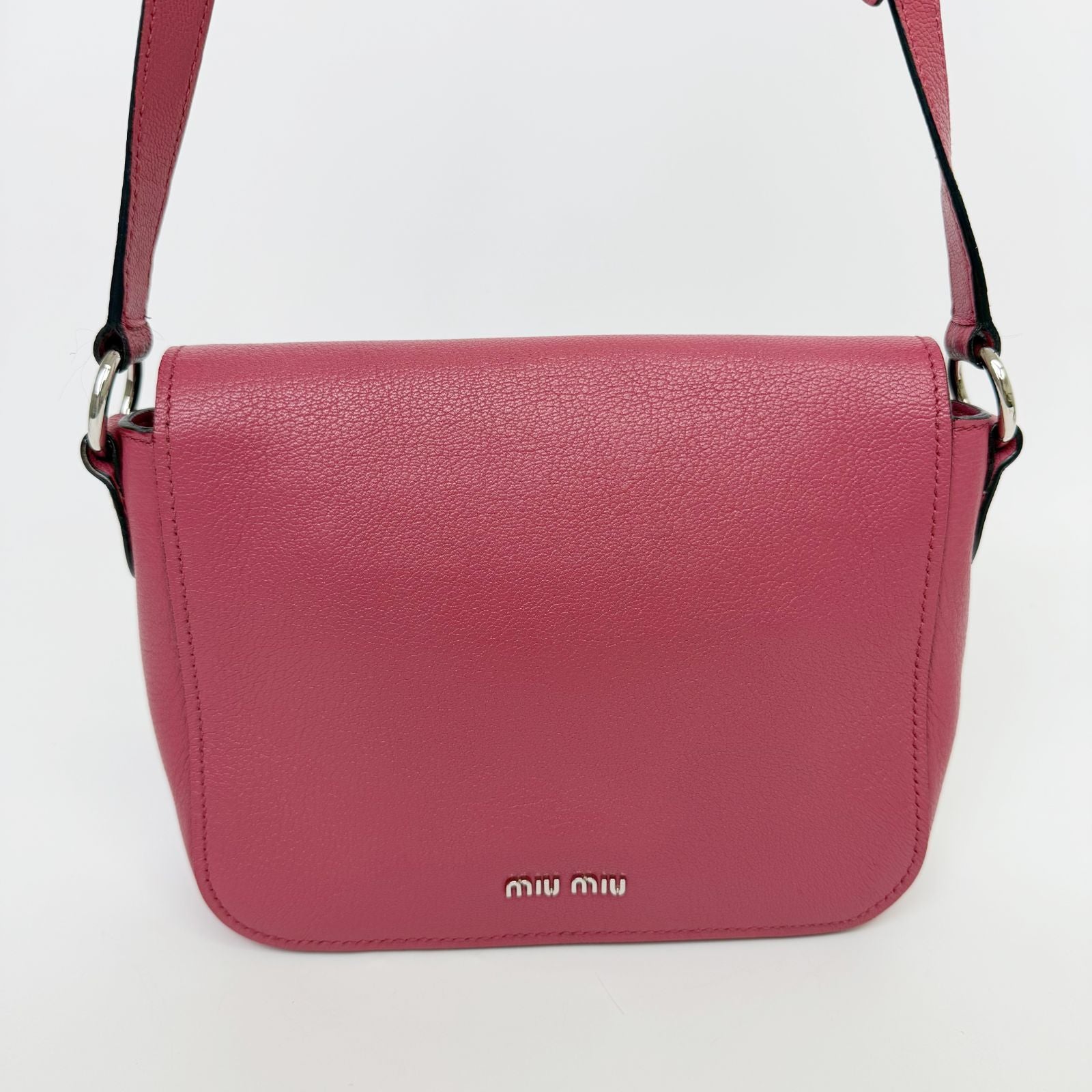 Miu Miu Madras Leather Push Lock Shoulder Bag Pink Vintage — view 4