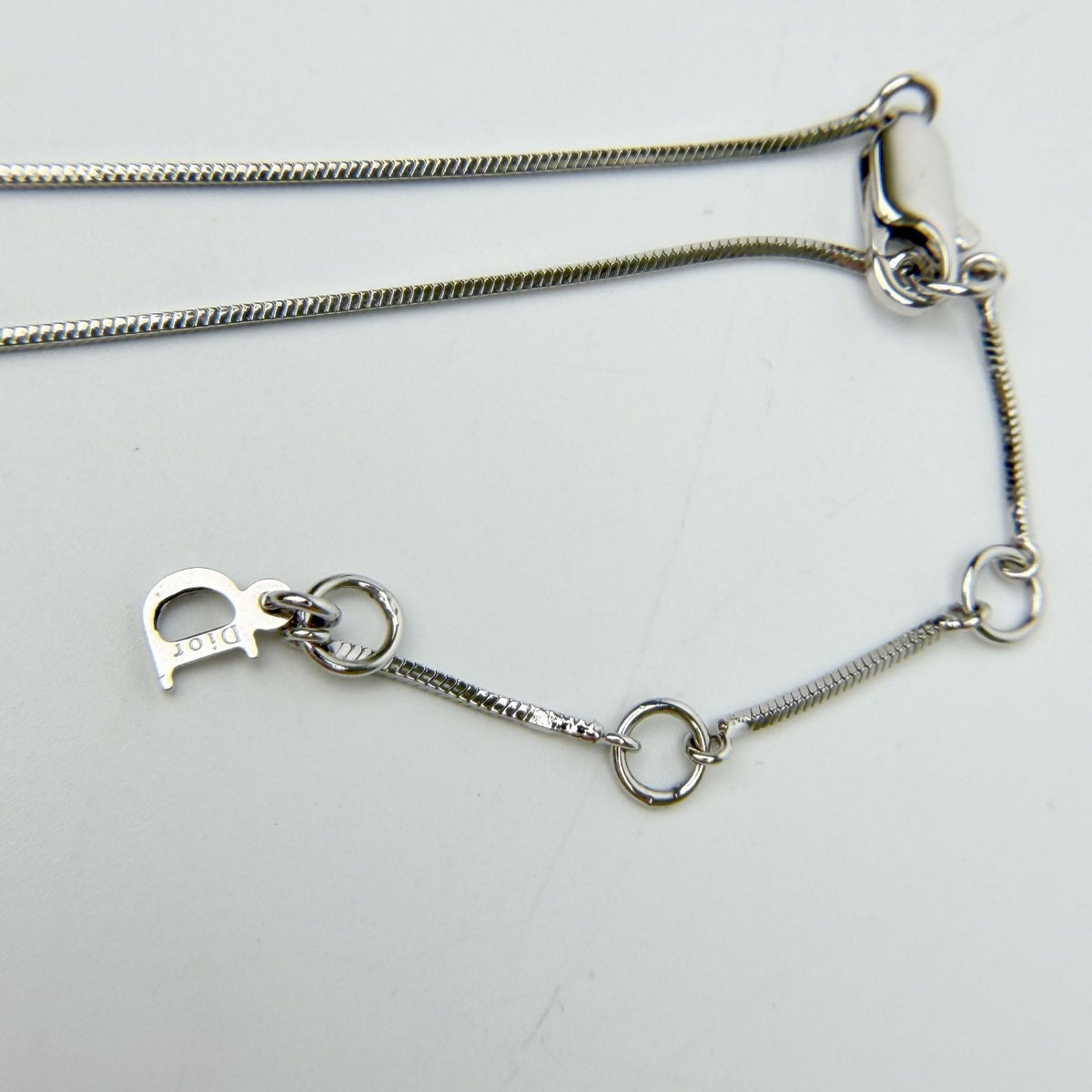 Dior Logo Necklace Plating Silver Pink Vintage — view 5