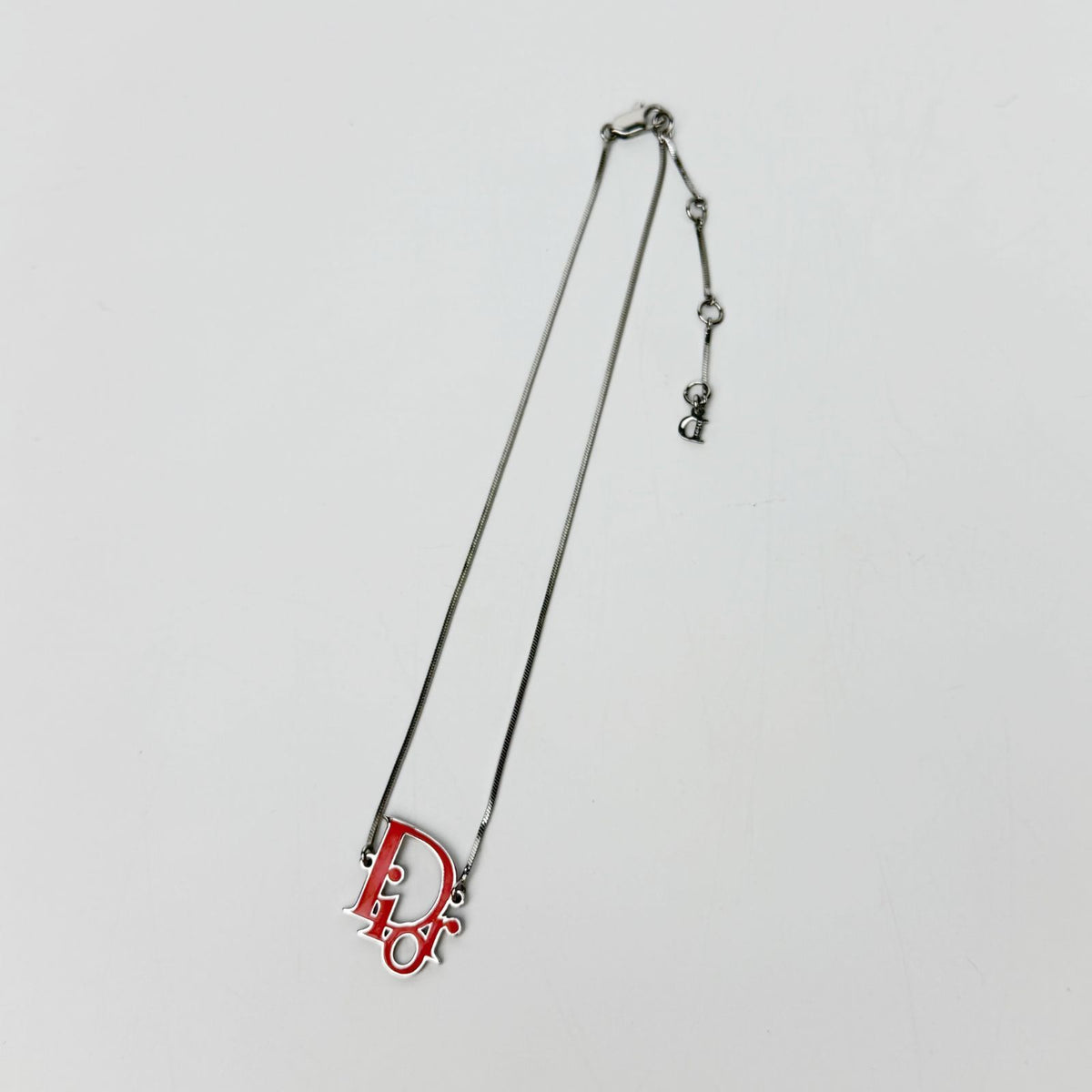 Dior Logo Necklace Plating Silver Pink Vintage — view 2
