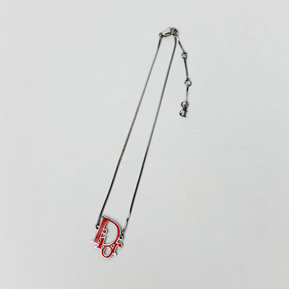 Dior Logo Necklace Plating Silver Pink Vintage — view 2