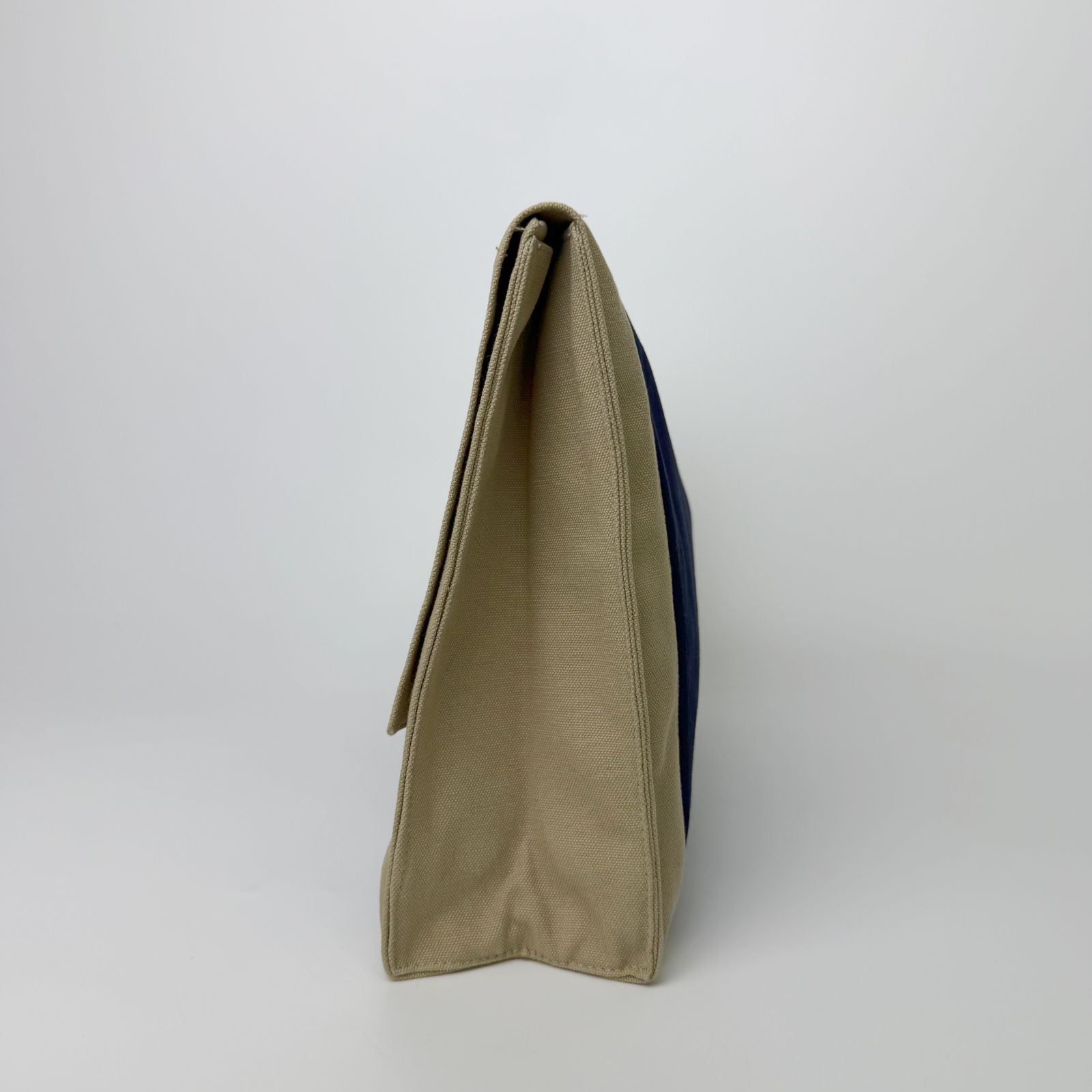 Hermes Yachting Clutch Canvas Beige Navy Vintage — view 4