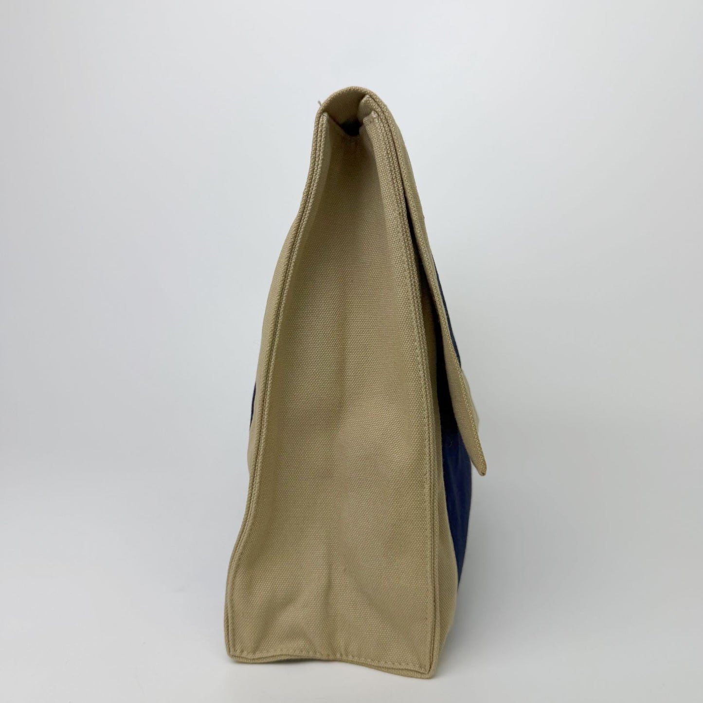 Hermes Yachting Clutch Canvas Beige Navy Vintage — view 3